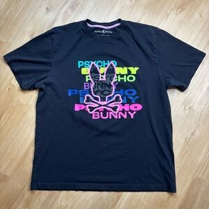 Psycho Bunny Men's Tee - Black with Multicolor Graphic
